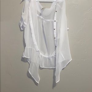 White sheer button up